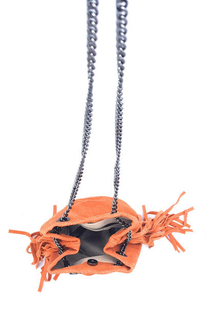 Sac bourse Anoki en cuir suèdé Orange