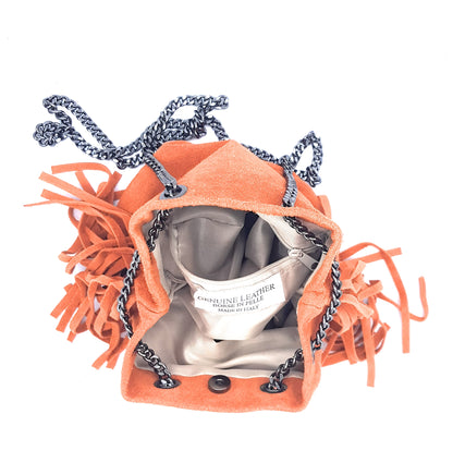 Sac bourse Anoki en cuir suèdé Orange