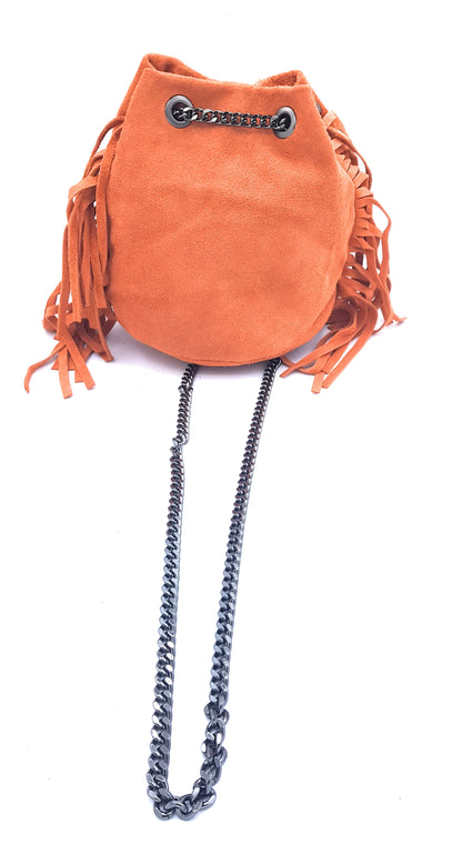 Sac bourse Anoki en cuir suèdé Orange