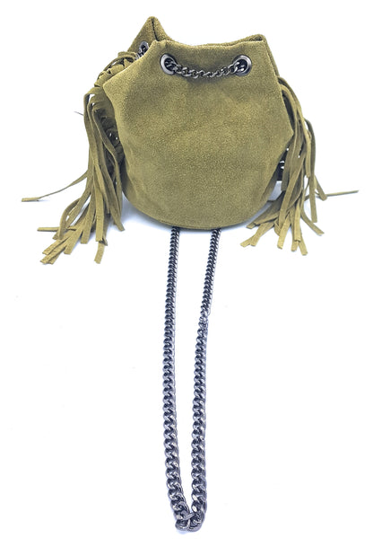 Sac bourse Anoki en cuir suèdé Vert Olive