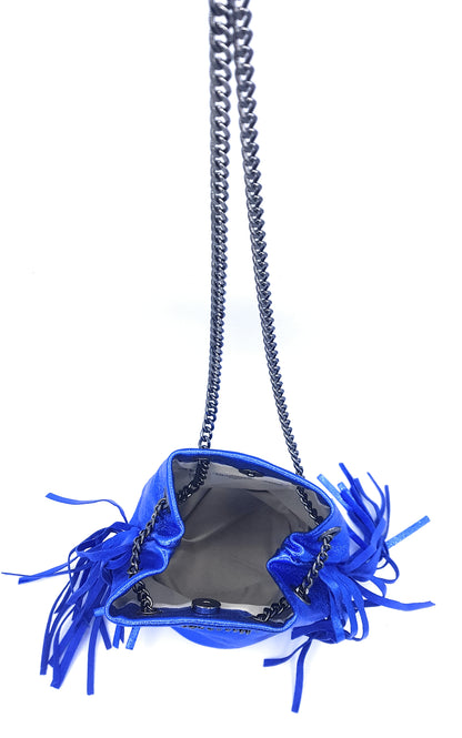 Sac bourse Anoki en cuir irisé Bleu royal