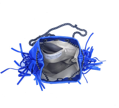 Sac bourse Anoki en cuir irisé Bleu royal