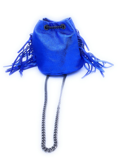 Sac bourse Anoki en cuir irisé Bleu royal