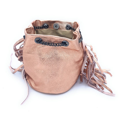 Sac bourse Anoki en cuir irisé Champagne