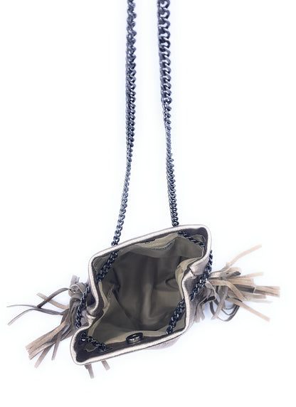 Sac bourse Anoki en cuir irisé Étain