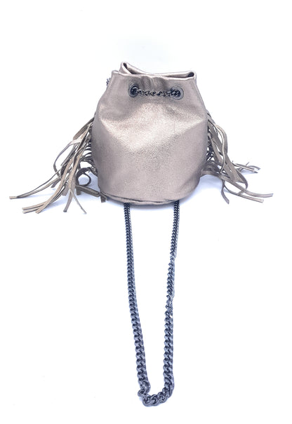 Sac bourse Anoki en cuir irisé Étain