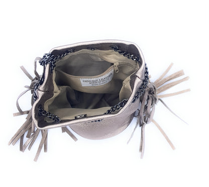 Sac bourse Anoki en cuir irisé Étain