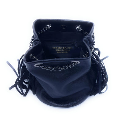 Sac bourse Anoki en cuir irisé Noir