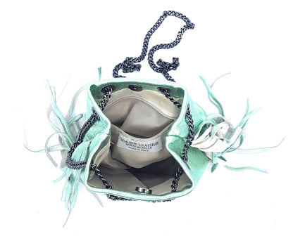 Sac bourse Anoki en cuir irisé Vert amande