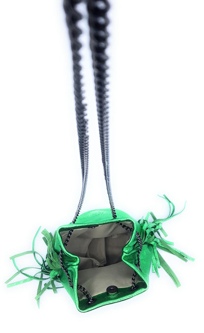 Sac bourse Anoki en cuir irisé Vert émeraude