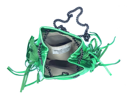 Sac bourse Anoki en cuir irisé Vert émeraude