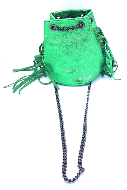 Sac bourse Anoki en cuir irisé Vert émeraude