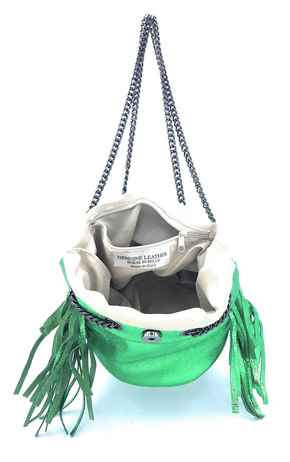 Sac bourse Anoki en cuir irisé Vert émeraude