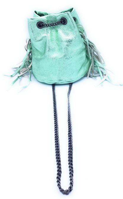 Sac bourse Anoki en cuir irisé Vert amande