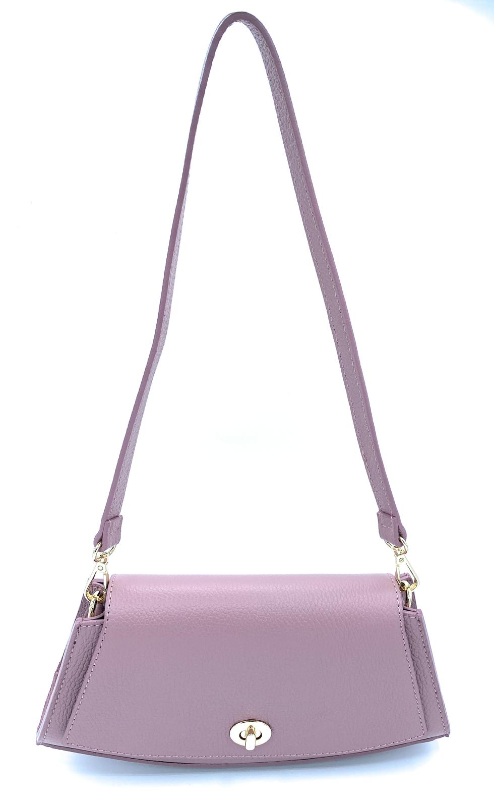 Paco Leather Half Moon Shoulder Bag ~ Pink