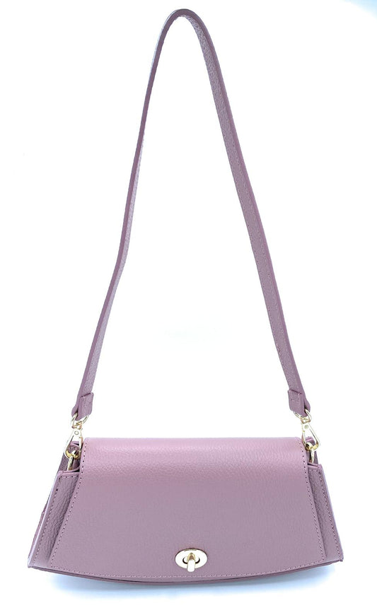 Paco Leather Half Moon Shoulder Bag ~ Pink