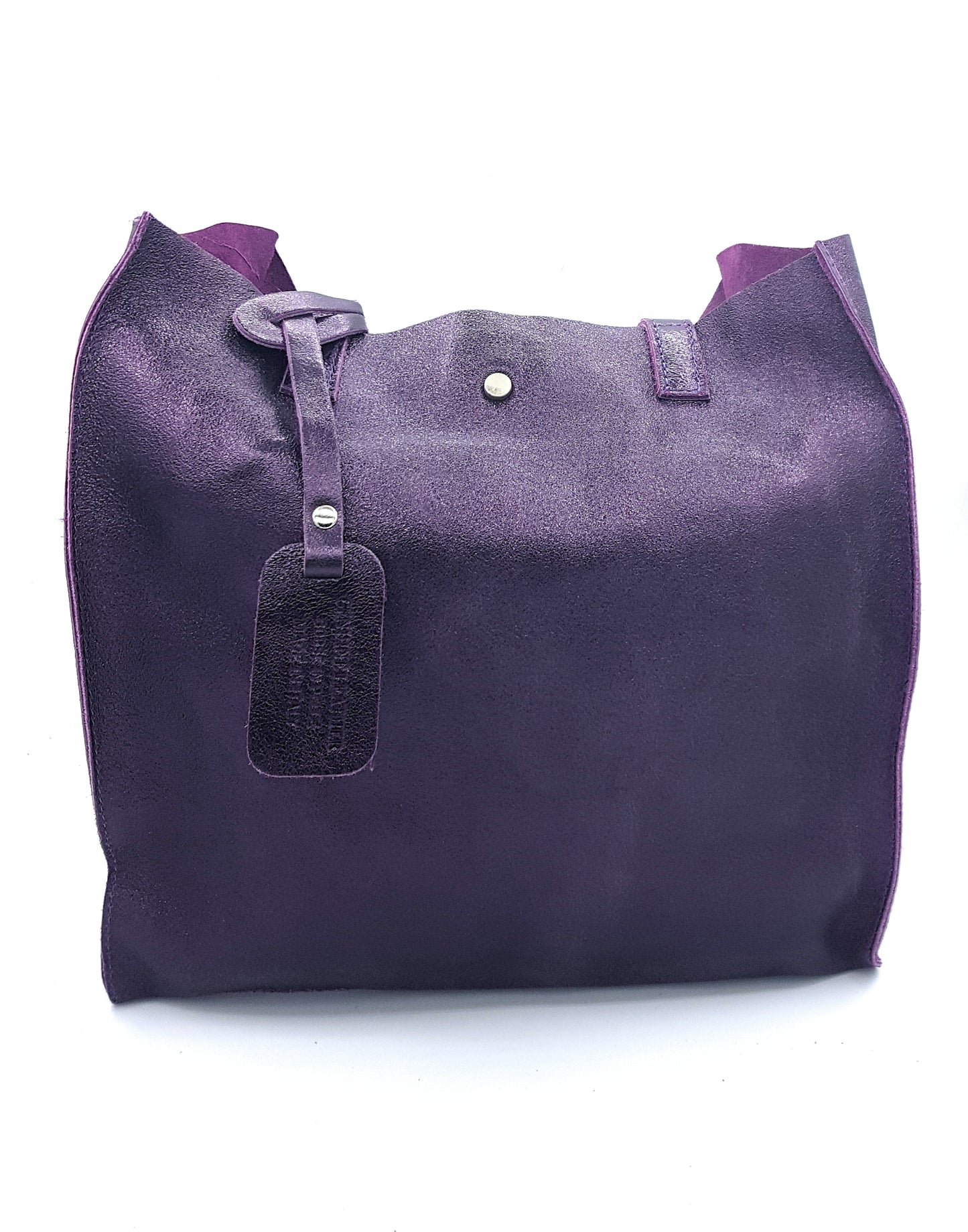 Dena shopper bag in iridescent leather ~ Aubergine