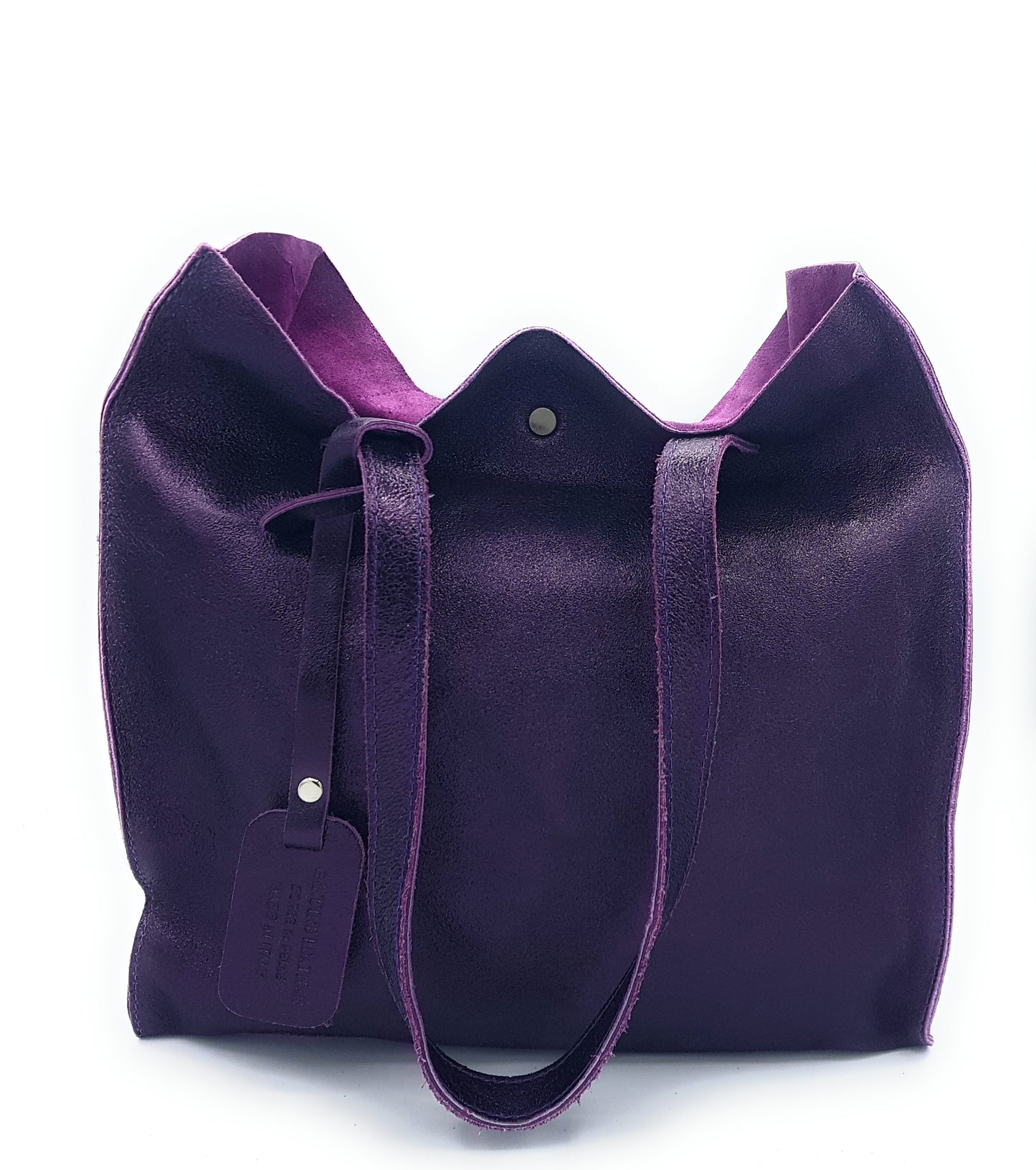 Dena shopper bag in iridescent leather ~ Aubergine