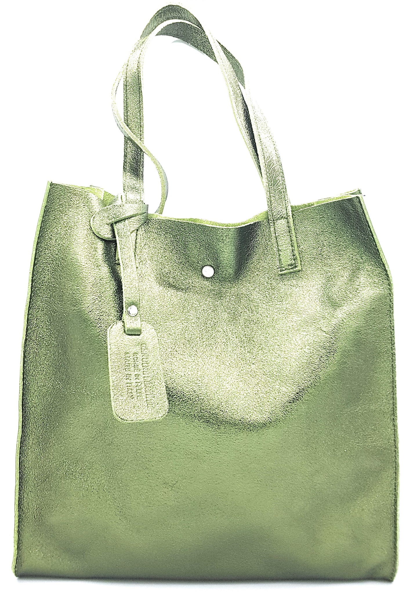 Dena shopper bag in iridescent leather ~ Khaki