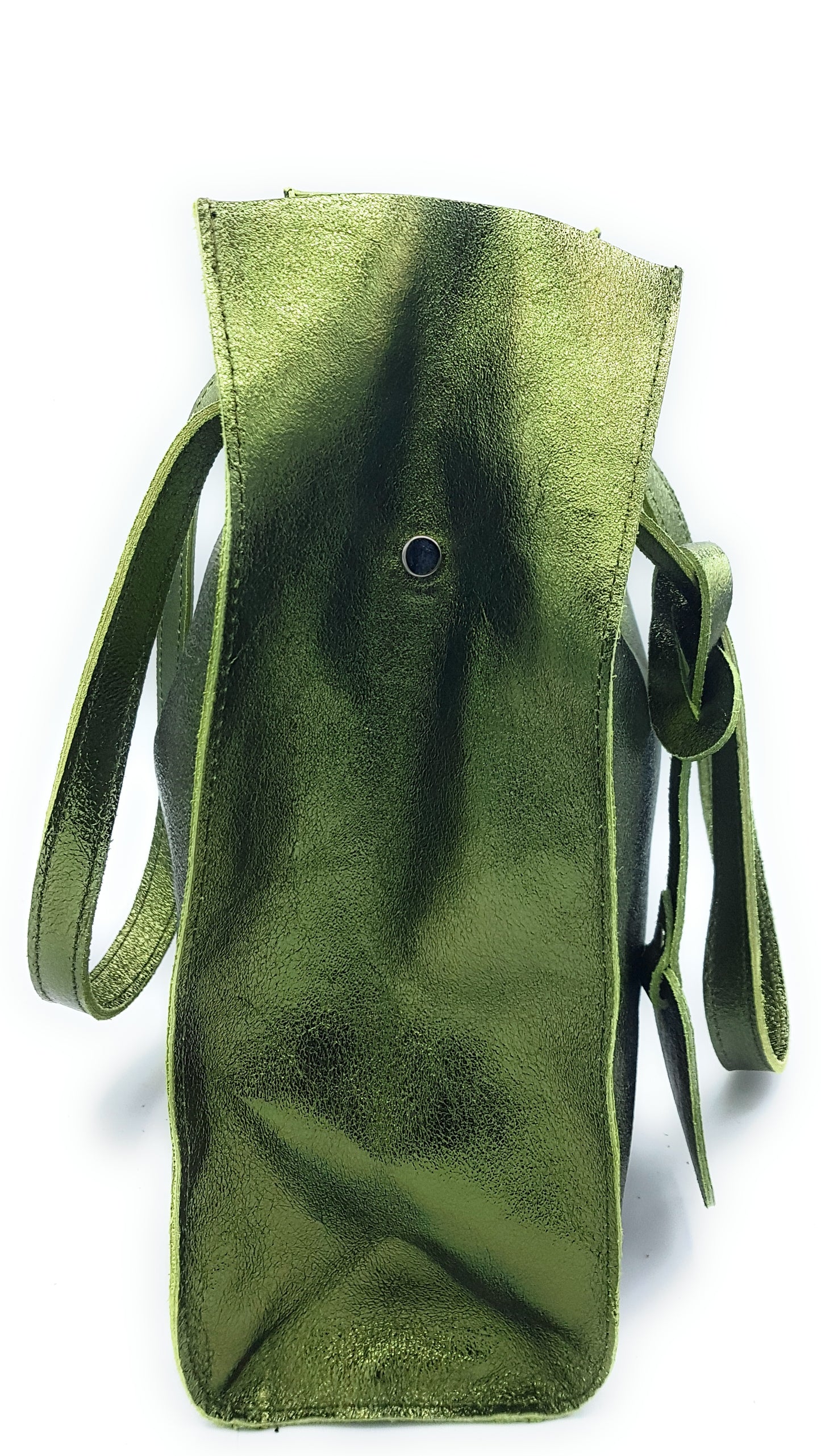 Dena shopper bag in iridescent leather ~ Khaki