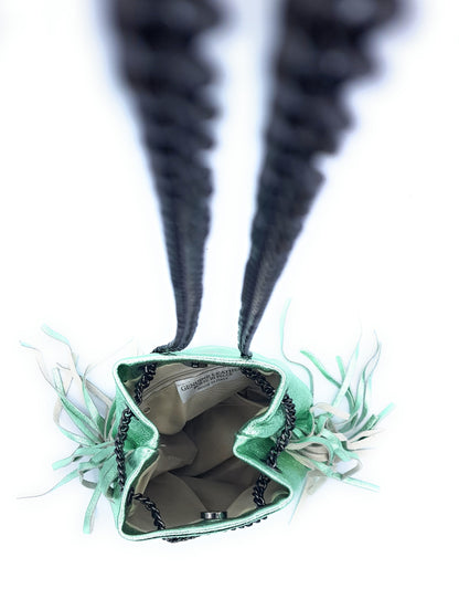 Sac bourse Anoki en cuir irisé Vert amande