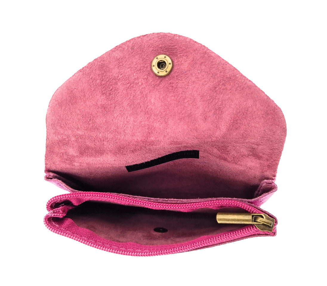 Porte-monnaie Aquene en cuir irisé ~ Fushia
