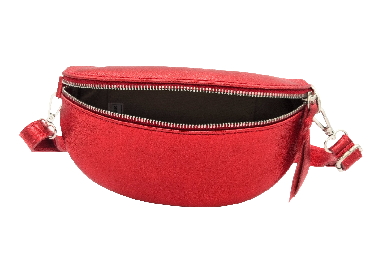 Dyani Iridescent Leather Fanny Pack ~ Red