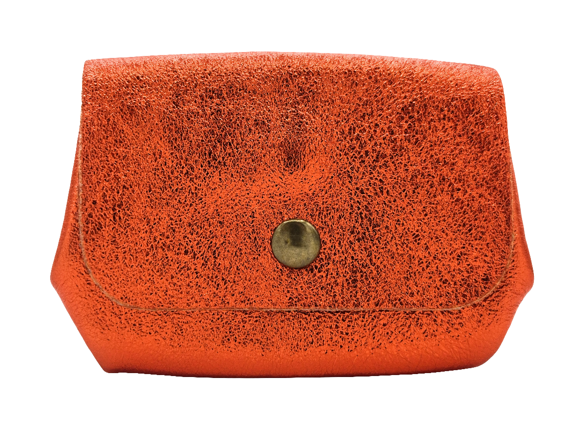 Etania Iridescent Leather Purse ~ Orange 