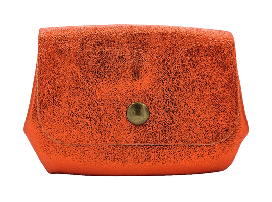 Etania Iridescent Leather Purse ~ Orange 