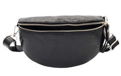 Dyani Iridescent Leather Fanny Pack ~ Black