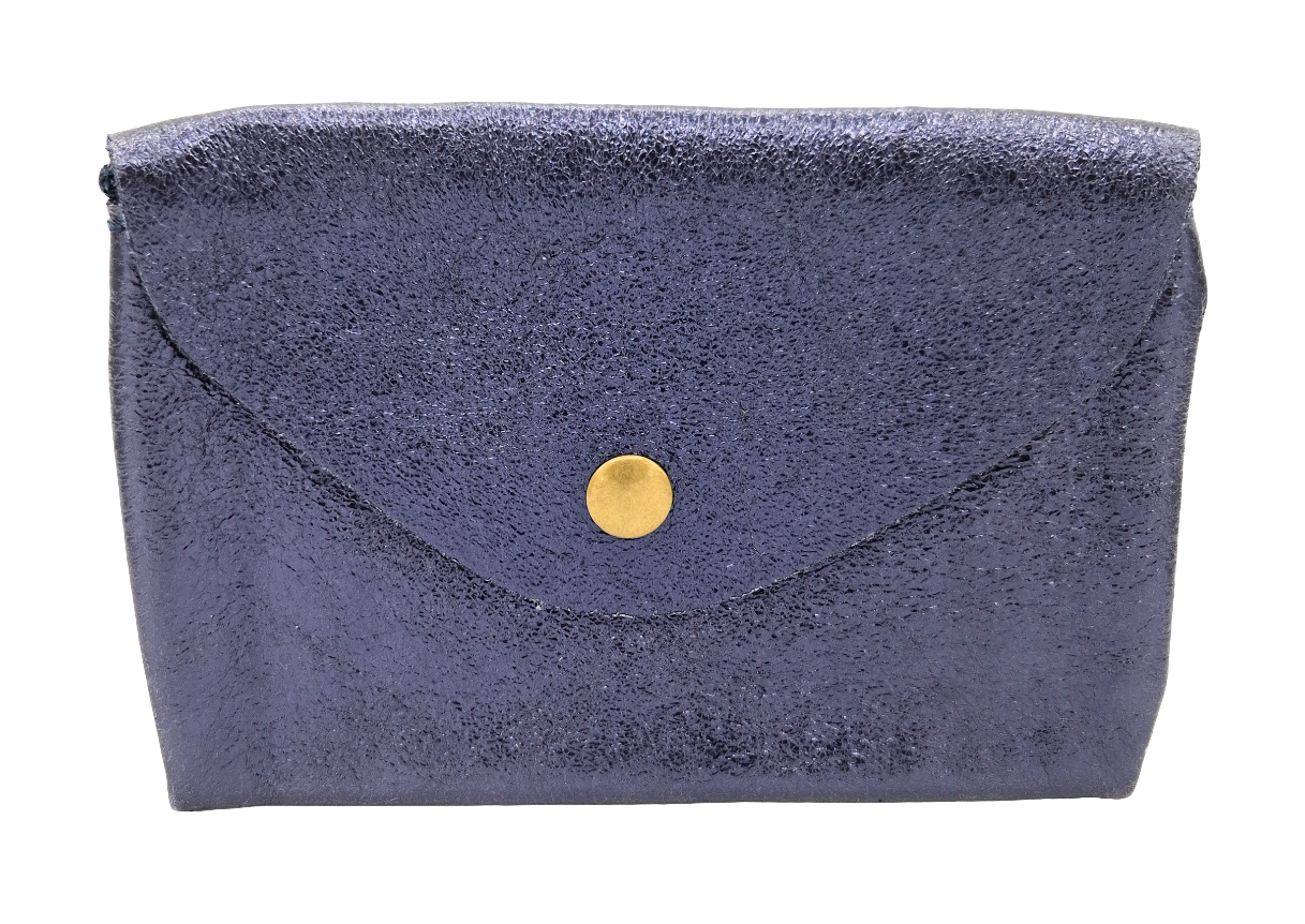Porte-monnaie Aquene en cuir irisé ~ Bleu marine