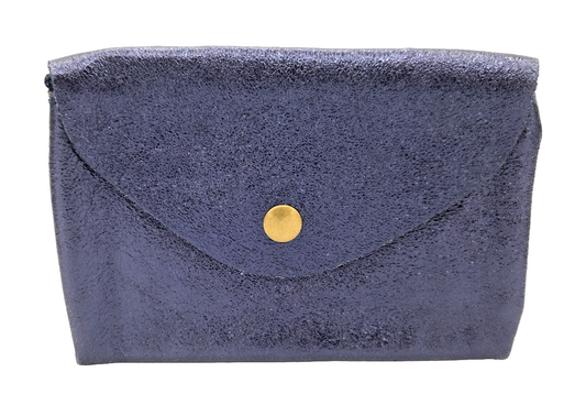 Aquene Iridescent Leather Purse ~ Navy Blue 