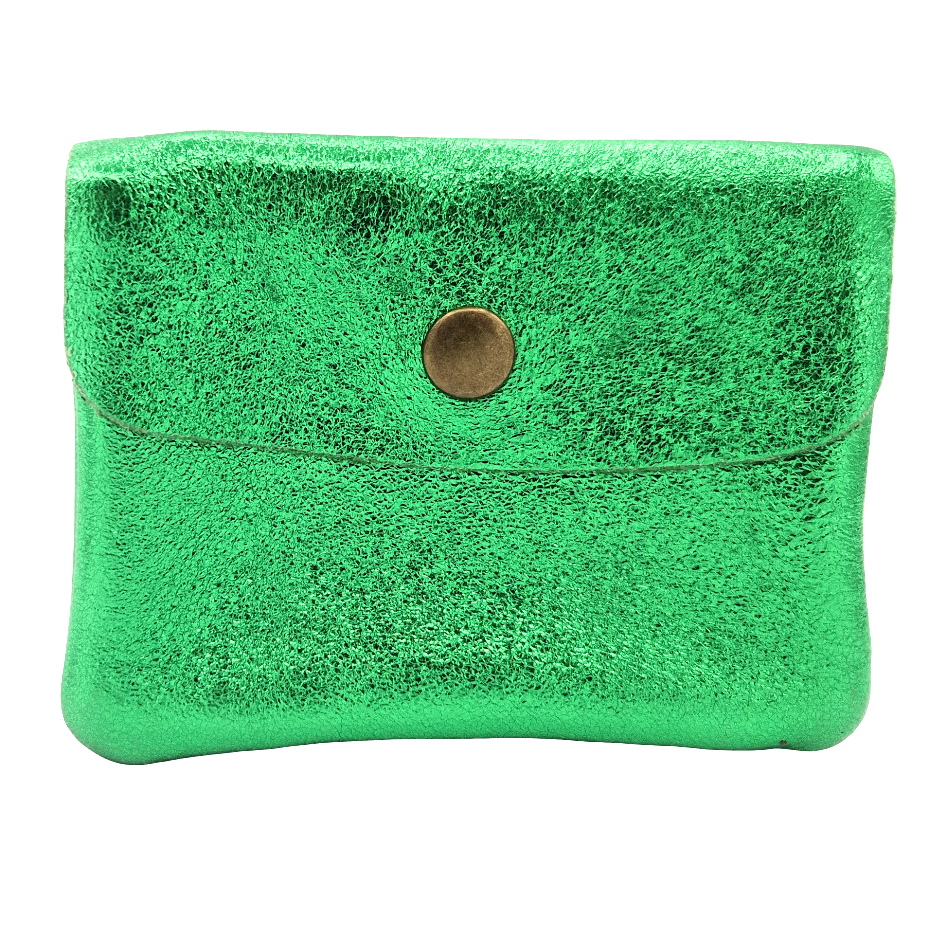 Aponi iridescent leather purse ~ Emerald green