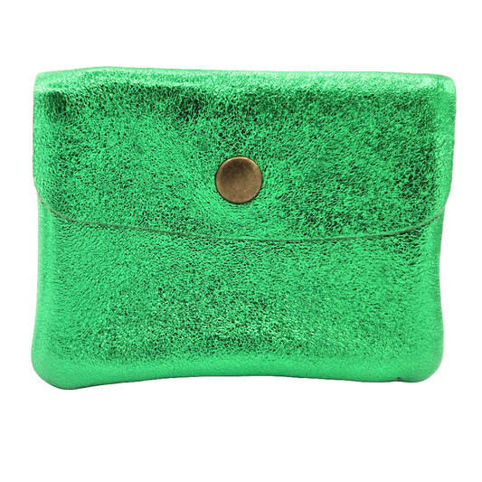 Aponi iridescent leather purse ~ Emerald green