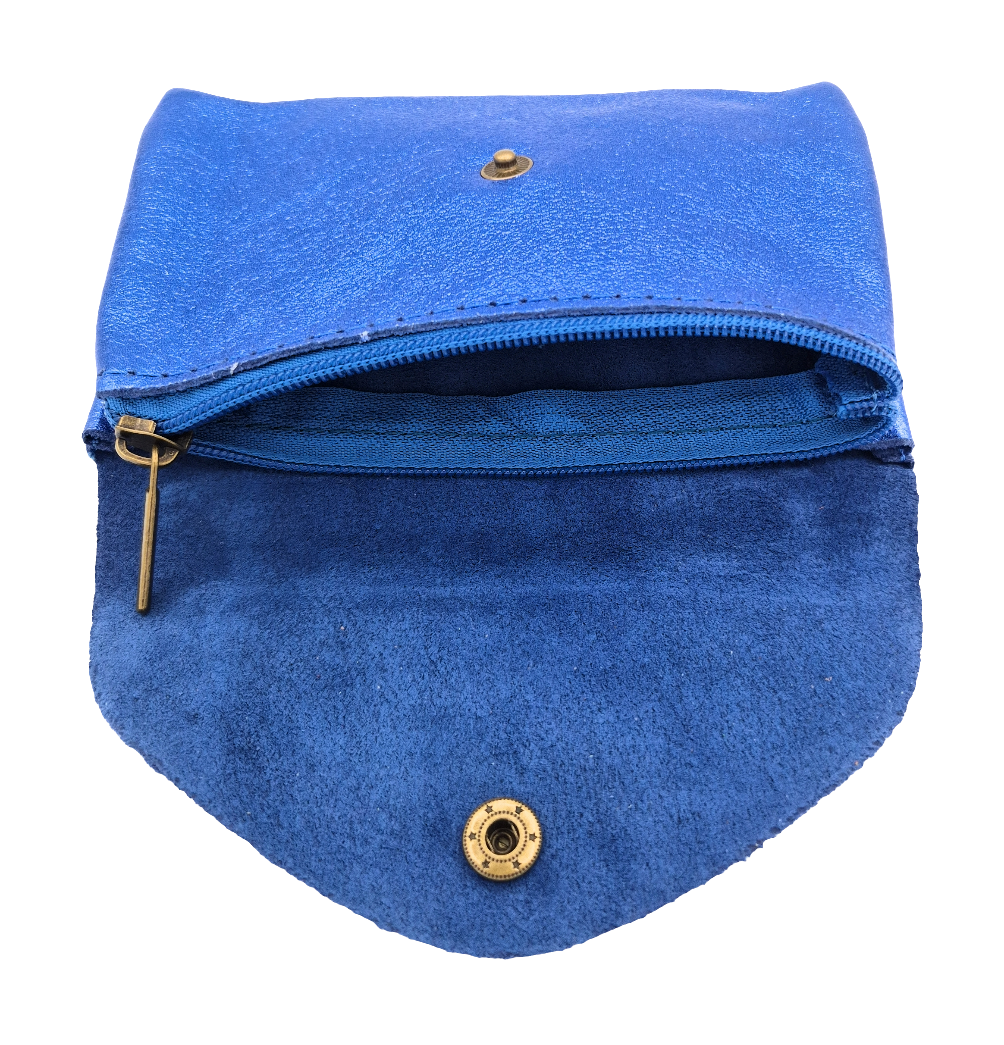 Porte-monnaie Aquene en cuir irisé ~ Bleu royale