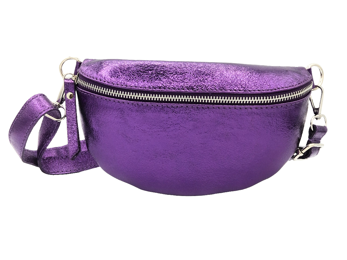 Dyani Iridescent Leather Fanny Pack ~ Purple