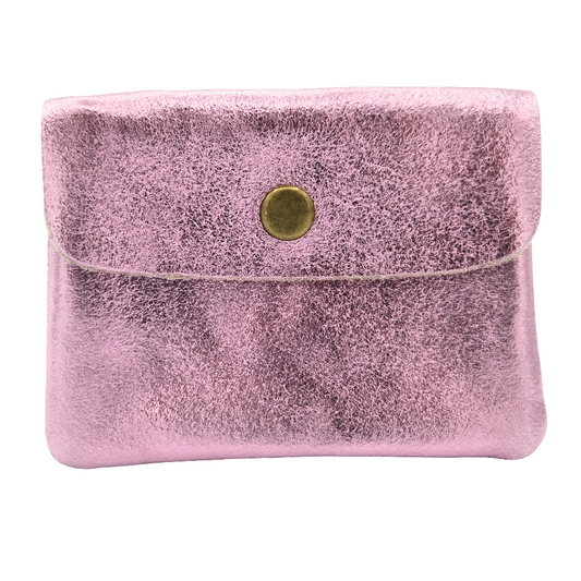 Aponi iridescent leather purse ~ Pale pink