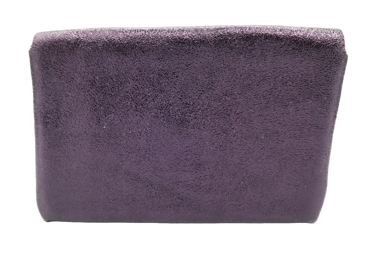 Porte-monnaie Aquene en cuir irisé ~ Aubergine