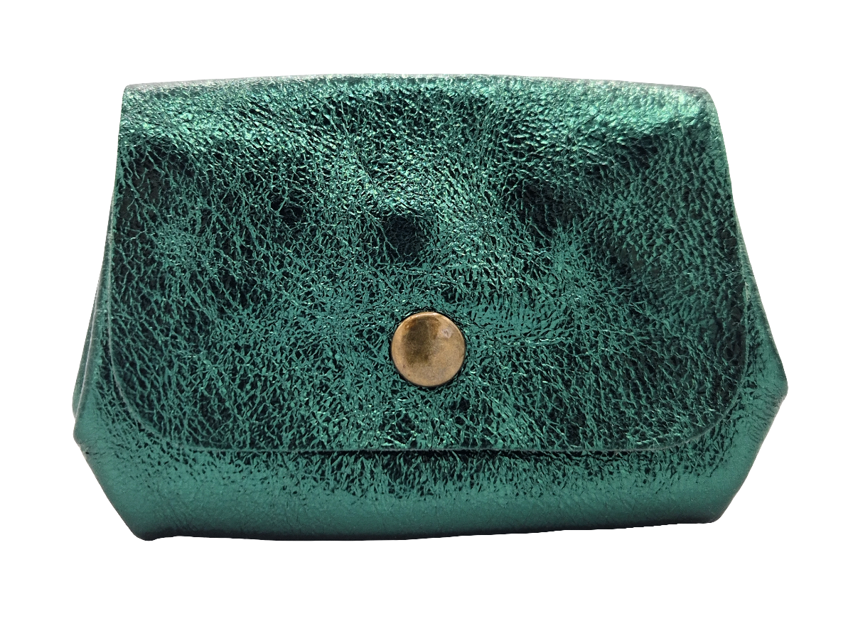 Etania Iridescent Leather Purse ~ Petrol Green 