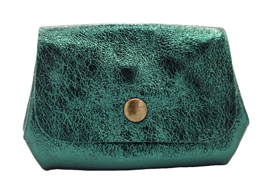 Etania Iridescent Leather Purse ~ Petrol Green 