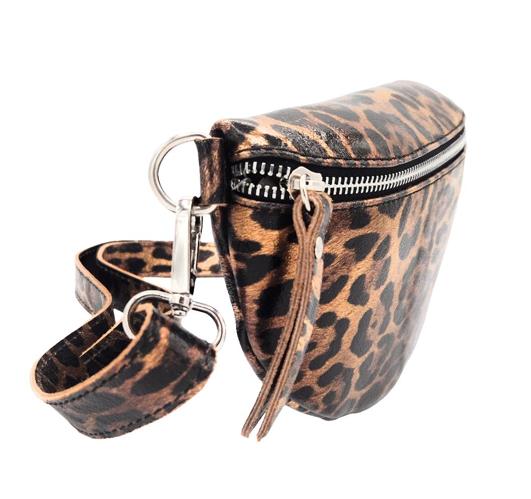 Sac banane en cuir irisé Dyani ~  Léopard
