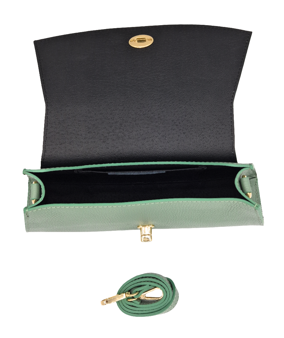 Paco Leather Half Moon Shoulder Bag ~ Almond Green