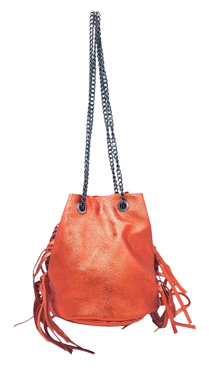 Sac bourse Anoki en cuir irisé ~ Orange