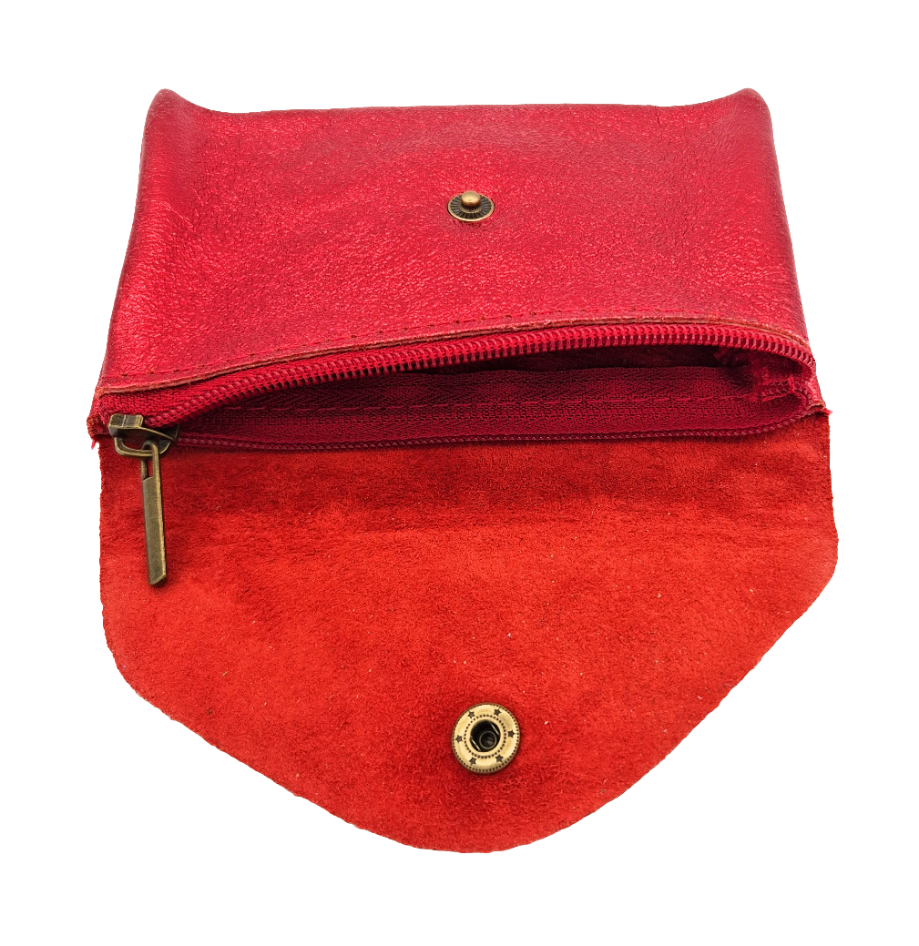 Aquene iridescent leather purse ~ Red 