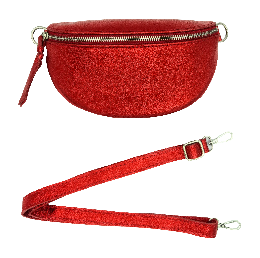 Dyani Iridescent Leather Fanny Pack ~ Red