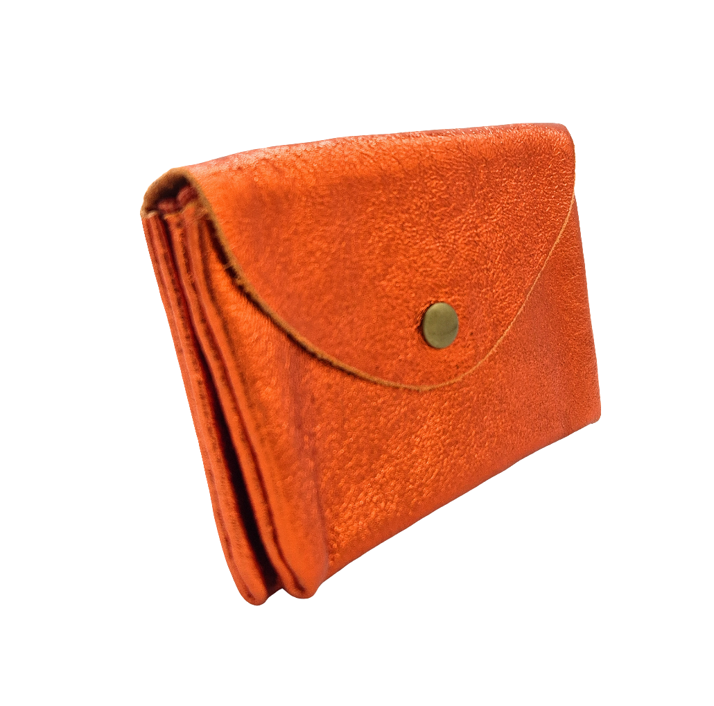 Porte-monnaie Aquene en cuir irisé ~ Orange