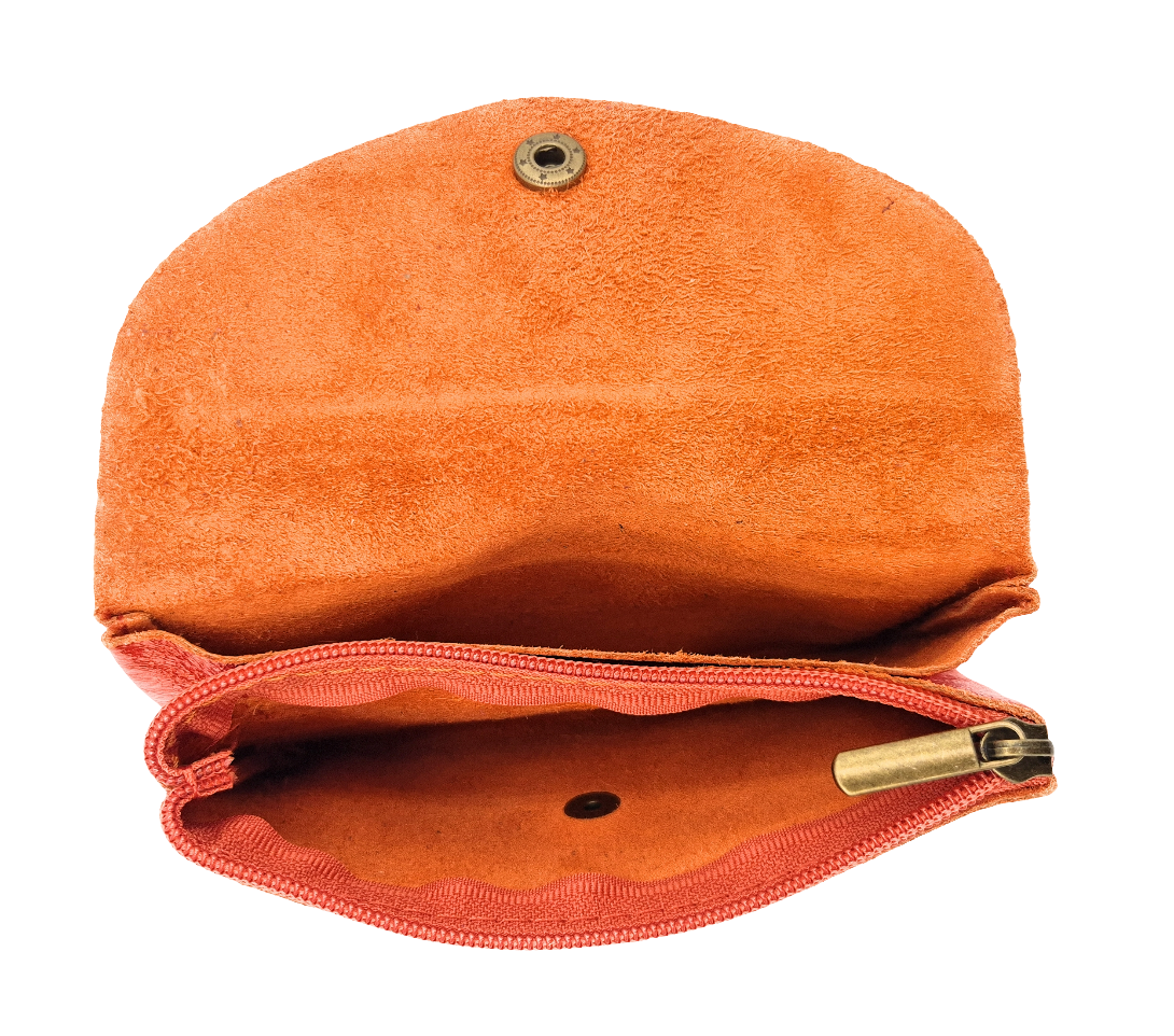 Porte-monnaie Aquene en cuir irisé ~ Orange