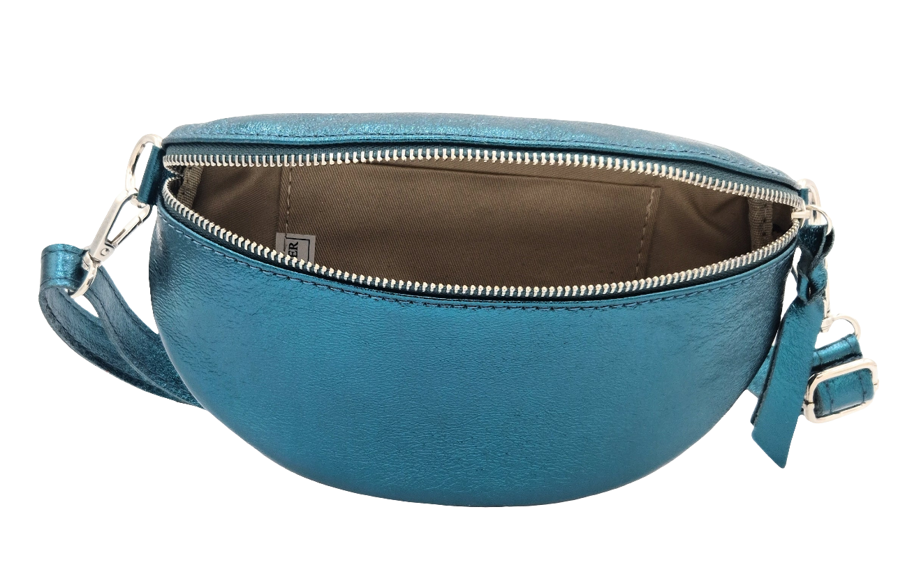 Dyani Iridescent Leather Fanny Pack ~ Duck Blue