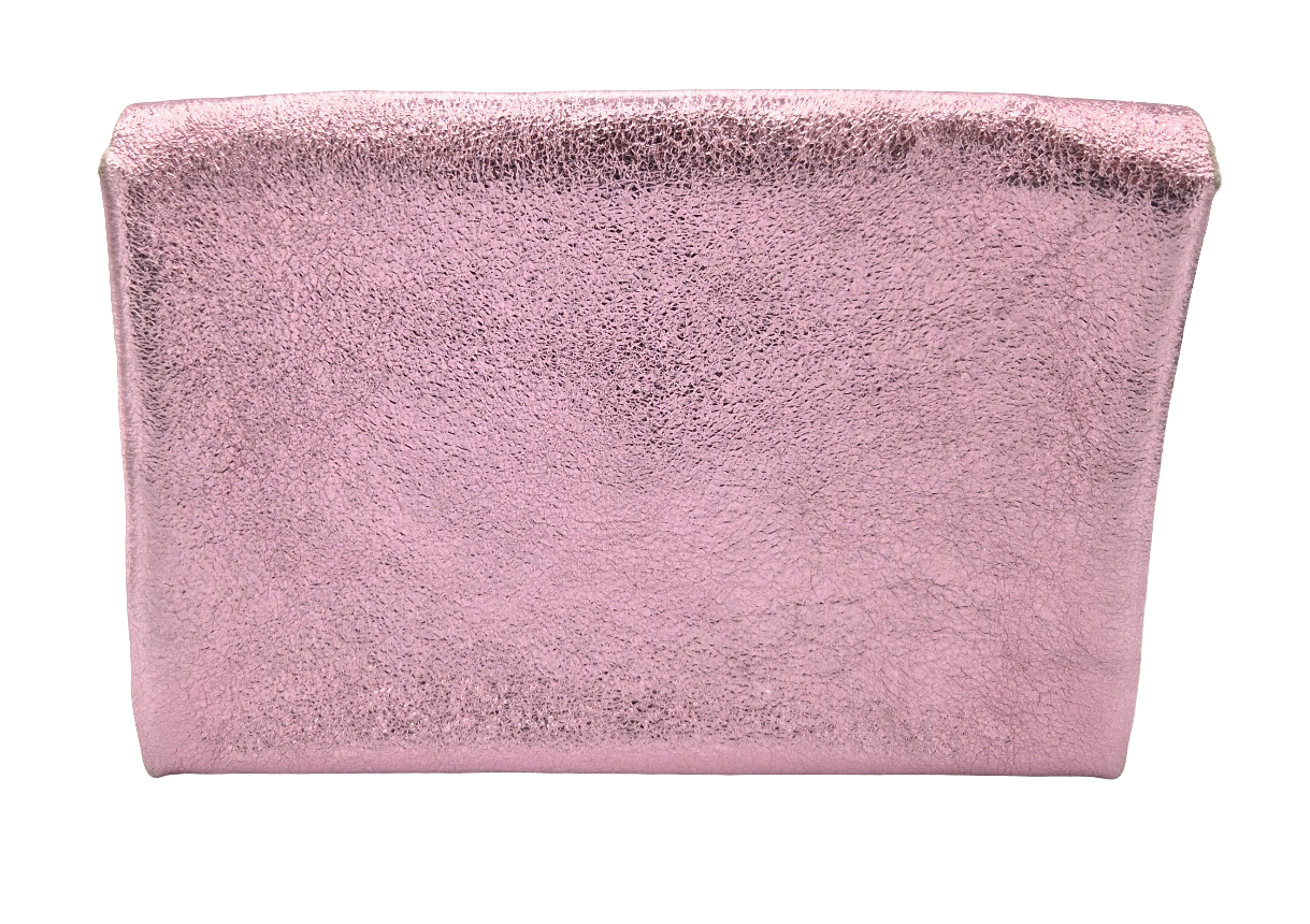Porte-monnaie Aquene en cuir irisé ~ Rose pâle