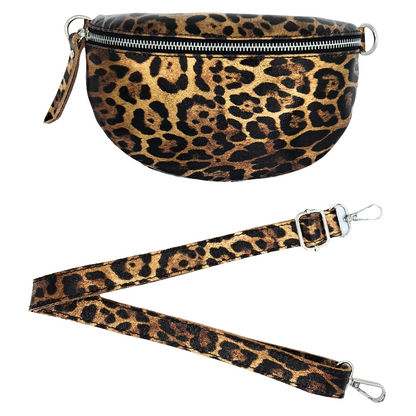 Dyani Iridescent Leather Fanny Pack ~ Leopard
